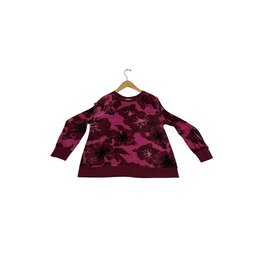 Secret Treasures Womens Floral Velour Sweatshirt Burgundy Pink Size S 4-6